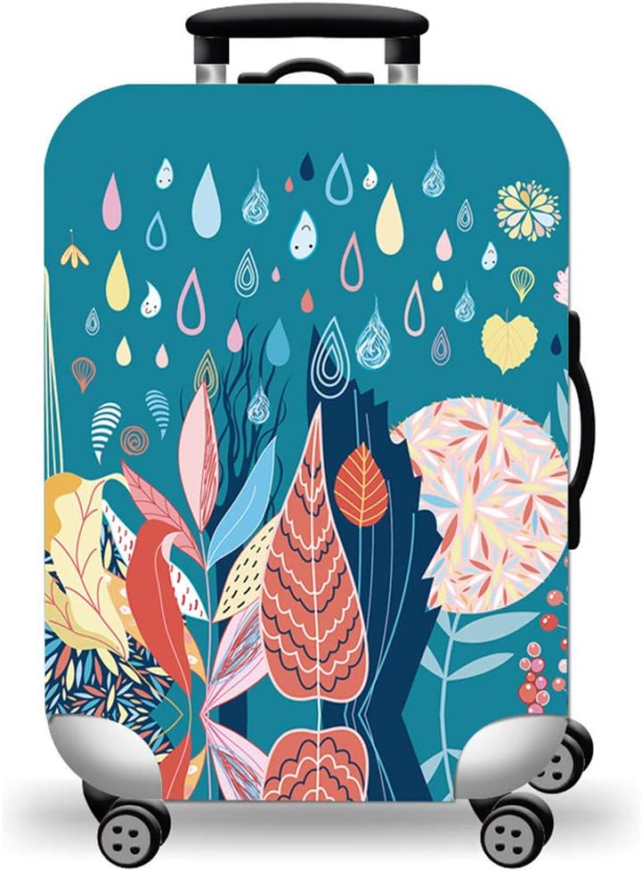 WUJIAONIAO Travel Luggage Cover Spandex Suitcase Protector Washable Baggage Covers (L (for 25-28 inch luggage), rainy season)