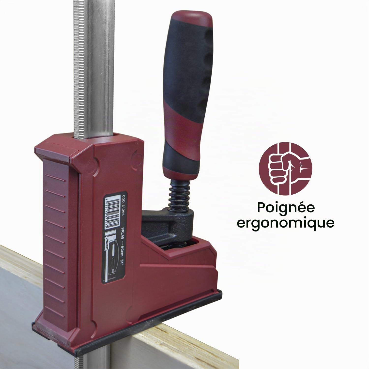 Piher PRL 95 Lot de 2 serre-joints pour le travail du bois - Envergure de 100 cm - Serre-joint parallèle solide avec force de serrage de 700 kg - Acier forgé fabriqué en UE - Tendeur et écartement