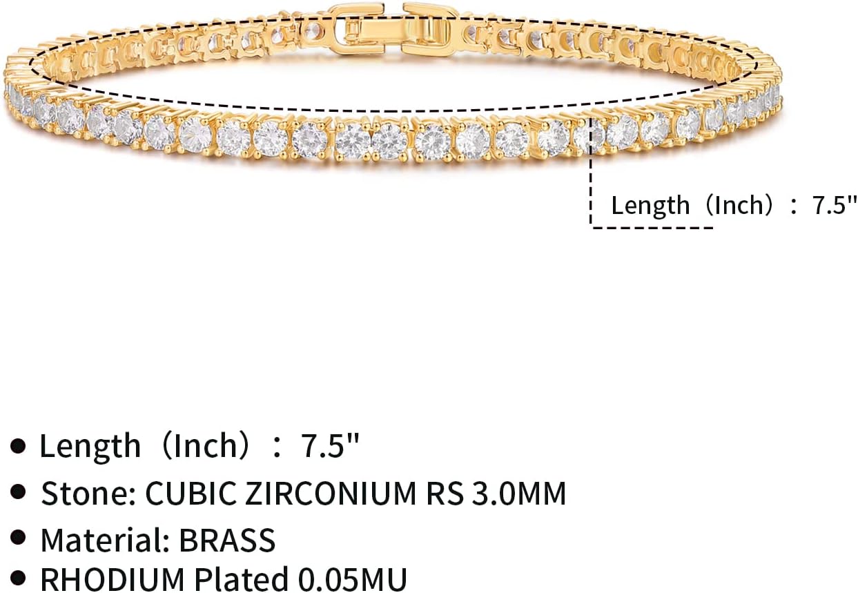 Devin Rose 3MM Cubic Zirconia Tennis Bracelet for Women CZ Bracelets Sizes 6.5 7.5 Inches - Image 6