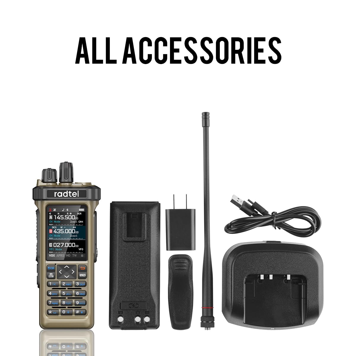 Radtel RT-950 Pro GPS/APRS Talkie-walkie Portable 10 W Longue portée réception SW/MW/LW Bluetooth Jaune Sable