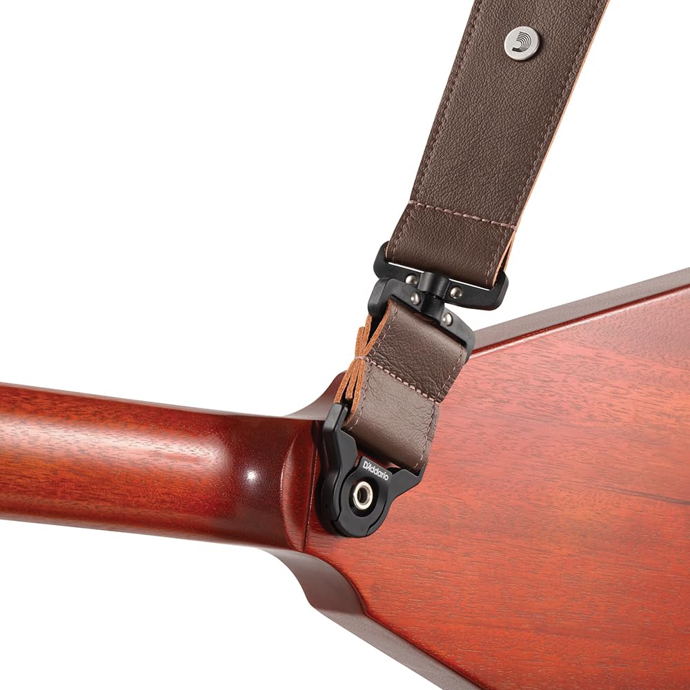 D'Addario Comfort Leather Auto Lock Swivel Strap, Brown | D'Addario, Evans und ProMark Zubehör bietet robuste Materialien, zuverlässige Leistung und bühnenbereite Unterstützung.