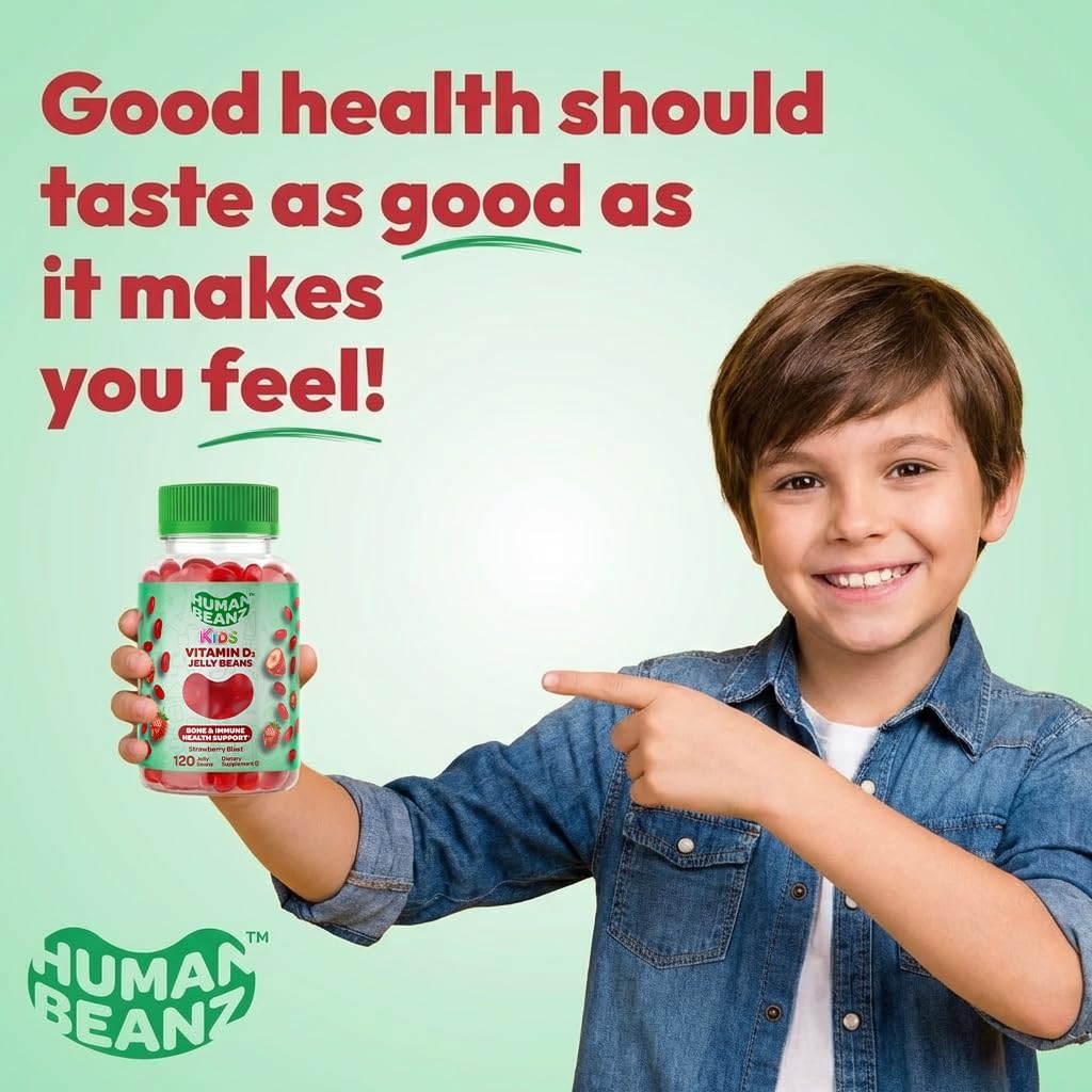 Vitamin D3 Jelly Bean Gummies for Kids, 25mcg/1000 IU Vitamin D, Nutritional Vegetarian Supplements, 120 Strawberry Blast Jelly Beans, Kosher - Image 6