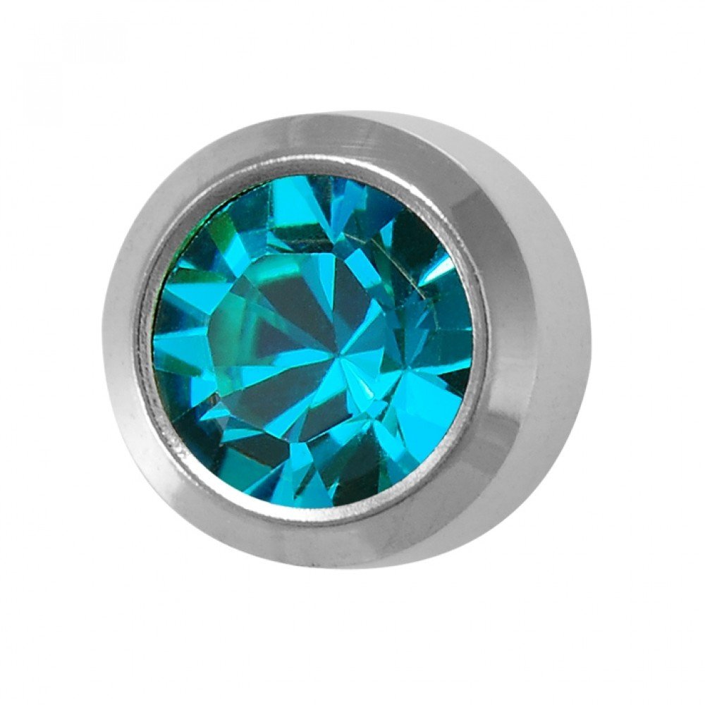 December/Blue Zircon Regular 4mm Stainless Steel Bezel Setting Ear Piercing Stud Earrings Birthstone