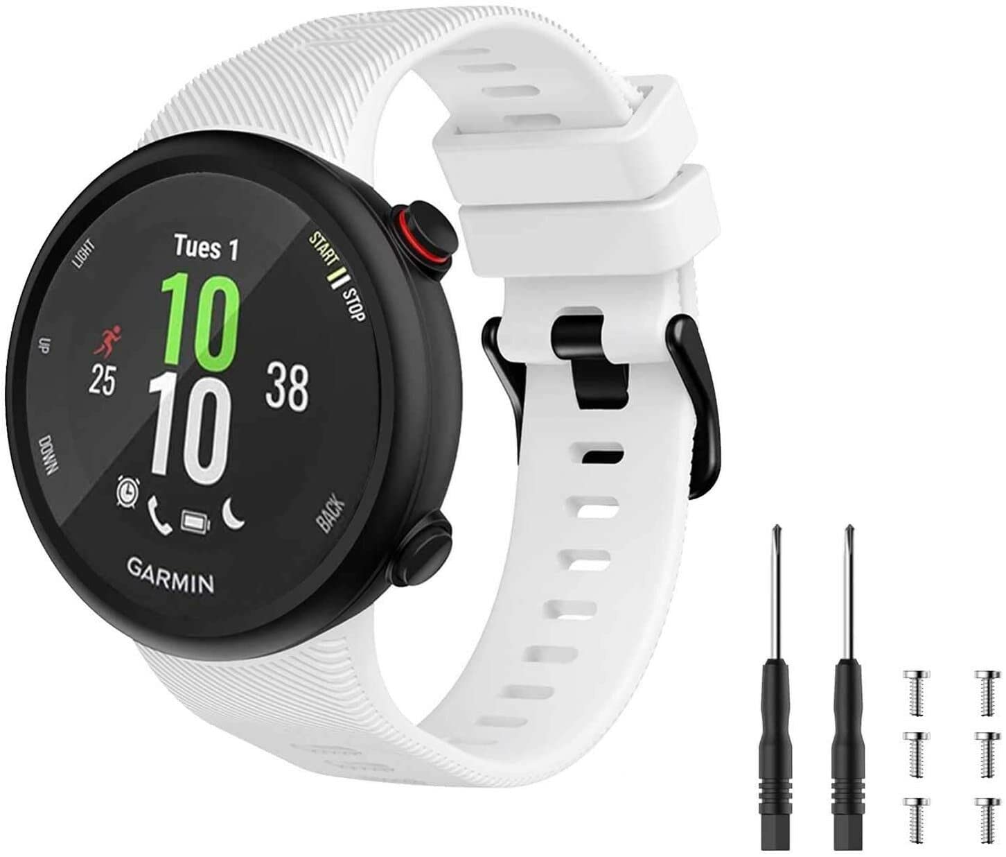 For Garmin Forerunner 45S / Garmin Forerunner 45 Strap Silicone Fitness Wrist Smart Watch Band (White)