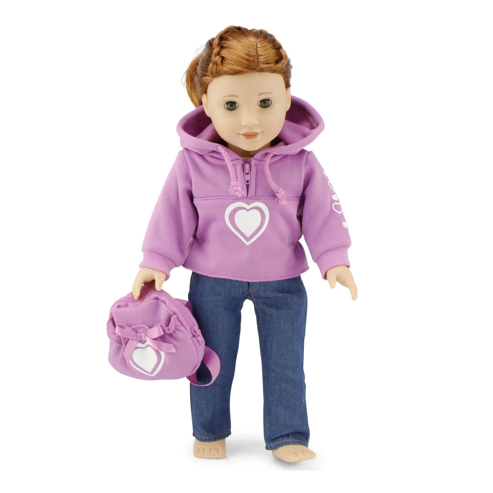 Emily Rose 18 Inch Doll Clothes Heart Hoody Set - Fits American Girl Do