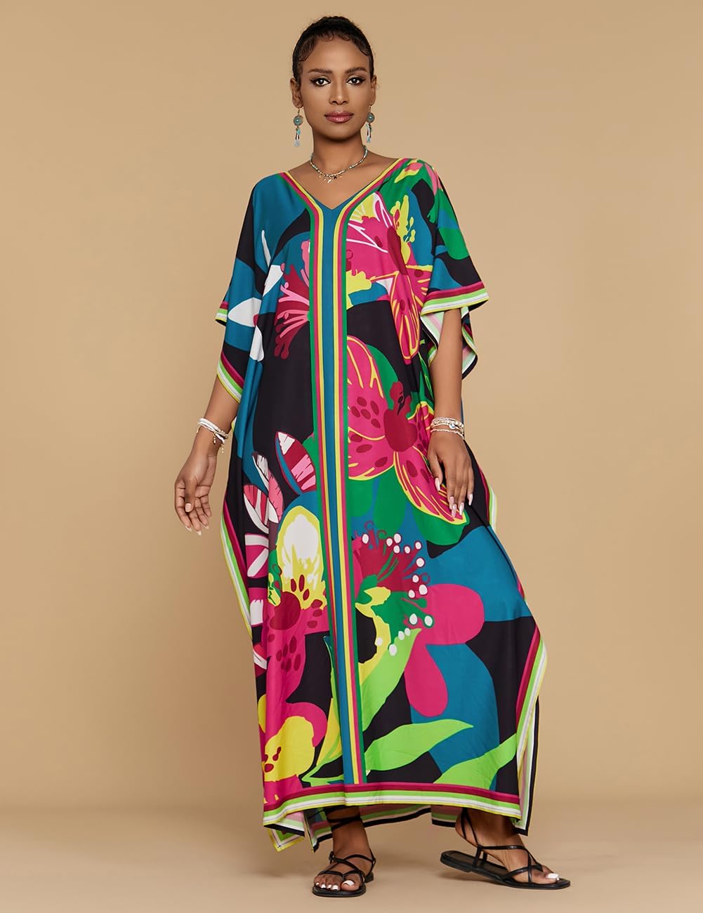 Bsubseach Women Plus Size Kaftan Dress Swimsuit Cover Up Caftan Maxi Beach Dresses Cover Ups - Image 3