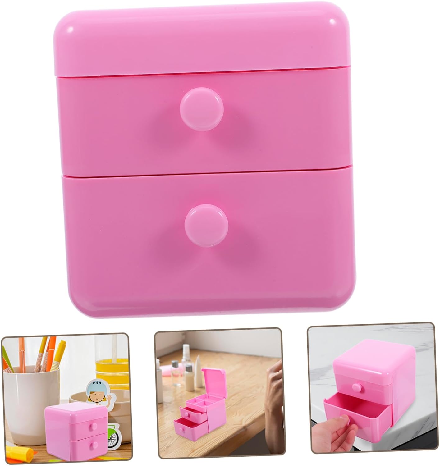 Cute Pink Jewelry Organizer Case for Creative Flip Drawer Trinket Box for Rings Necklaces and Hair Accessories Bedroom Storage