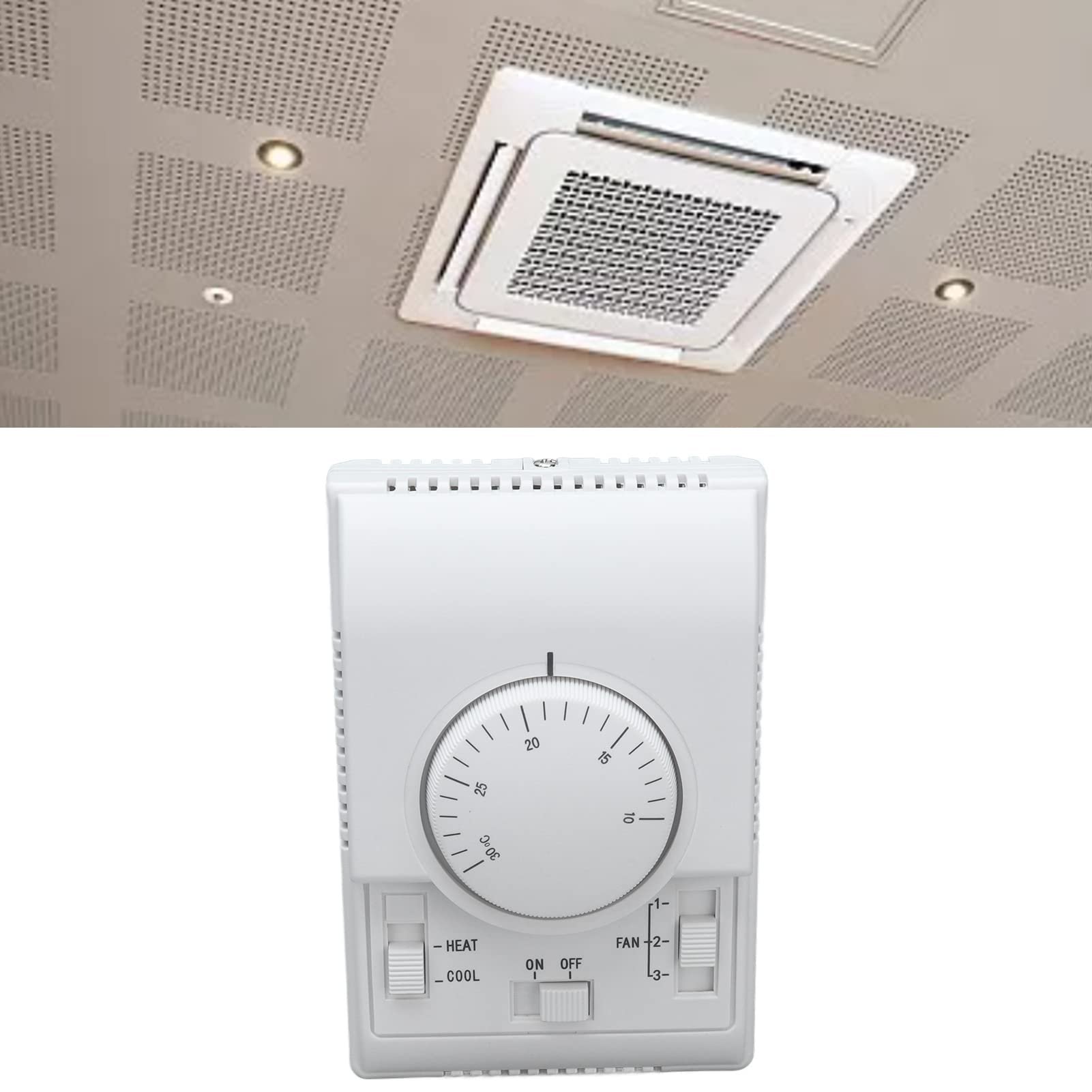 Ejoyous Thermostat Mécanique d'Ambiance, Régulateur de Température, Contrôleur 110-220 V, 2 Voies