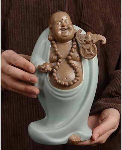 Miniatura 5 de Estatua de Buda, estatuas de Buda para el hogar, estatua de Buda sonriente, Buda sonriente, de cerámica, Maitreya Buda, para casa, oficina, regalo,
