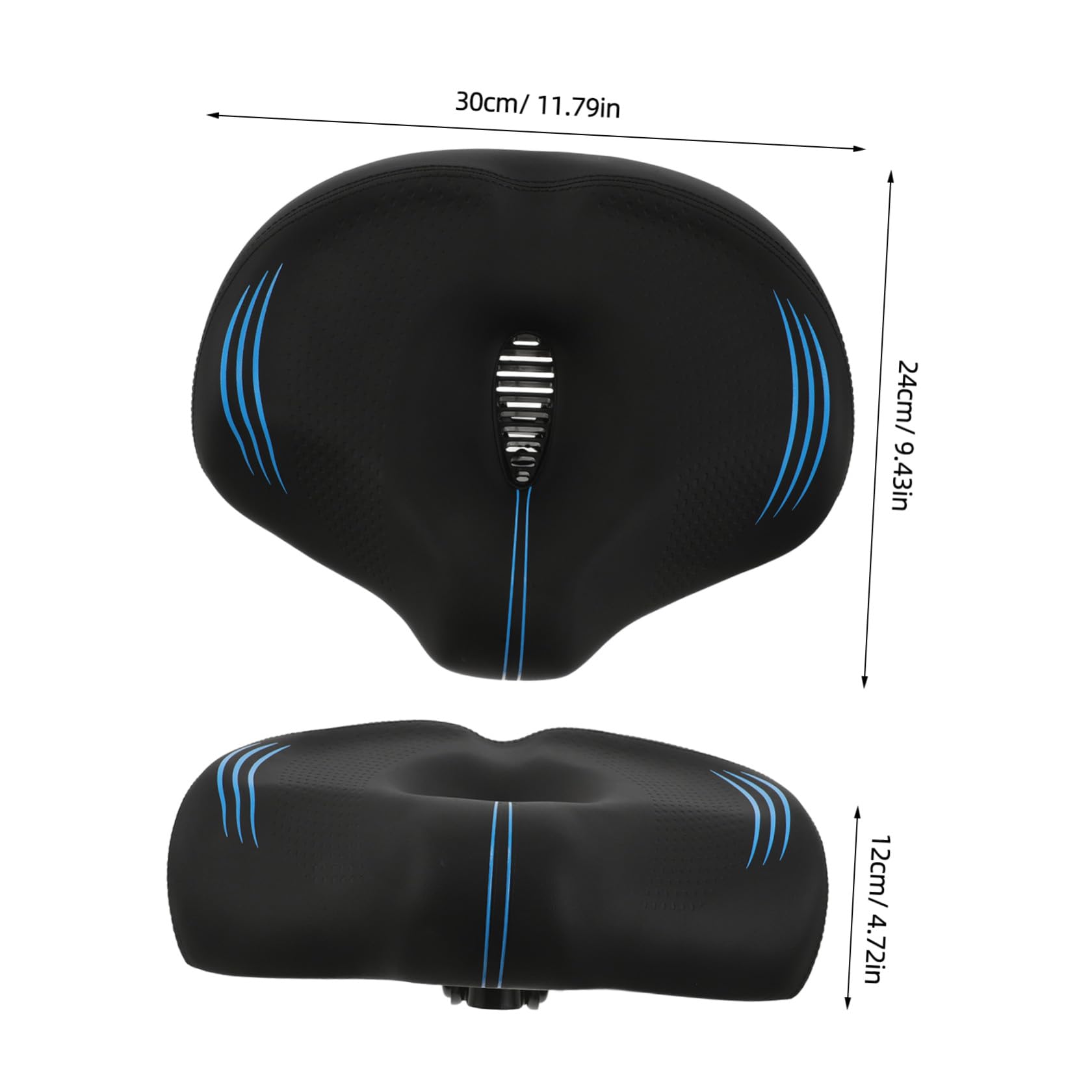 NUOBESTY Sella Bici senza Naso Extra Larga Seduta Imbottita | Ventilazione Cava Divisa, Base Allargata e Cuscino Spesso, Plastica Pu Metallo per Bici Cruiser e Mountain
