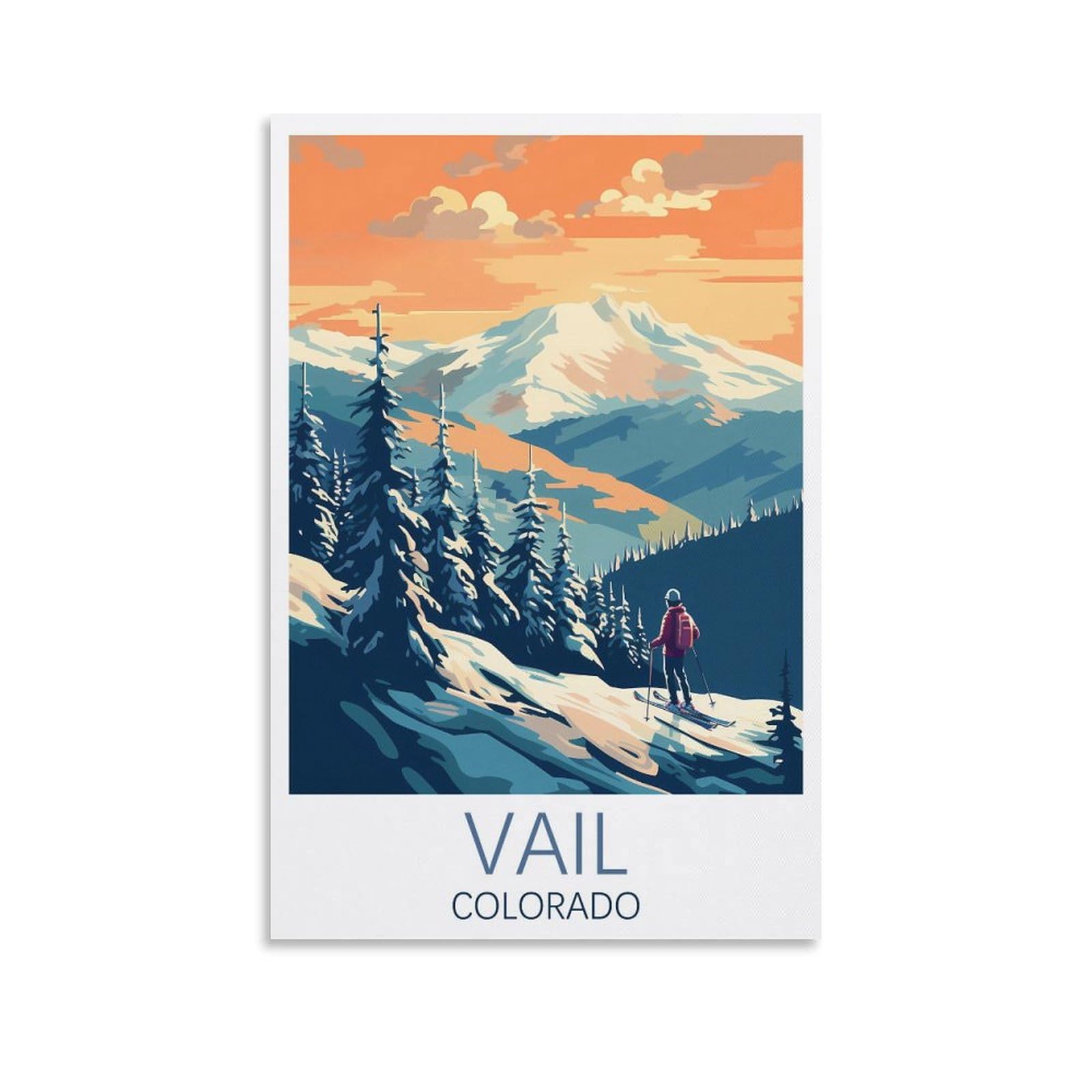EZMLFA 5D Diamond Painting Kits,Vail Ski Colorado,Diamond Painting Kits for Beginners Round Full Drill Painting with Diamonds Gem Art for Home Wall Decor 40x50cm