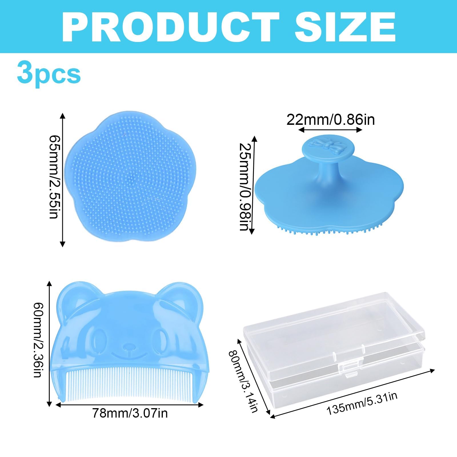 Wekuw 2 Pièces Brosse Cheveux Bebe Peigne Bebe Brosse Bebe Croute de Lait Bebe Peigne Croute de Lait Bebe Aide à Masser Doucement le Cuir Chevelu, Adapté aux Nouveau-Nés et aux Nourrissons