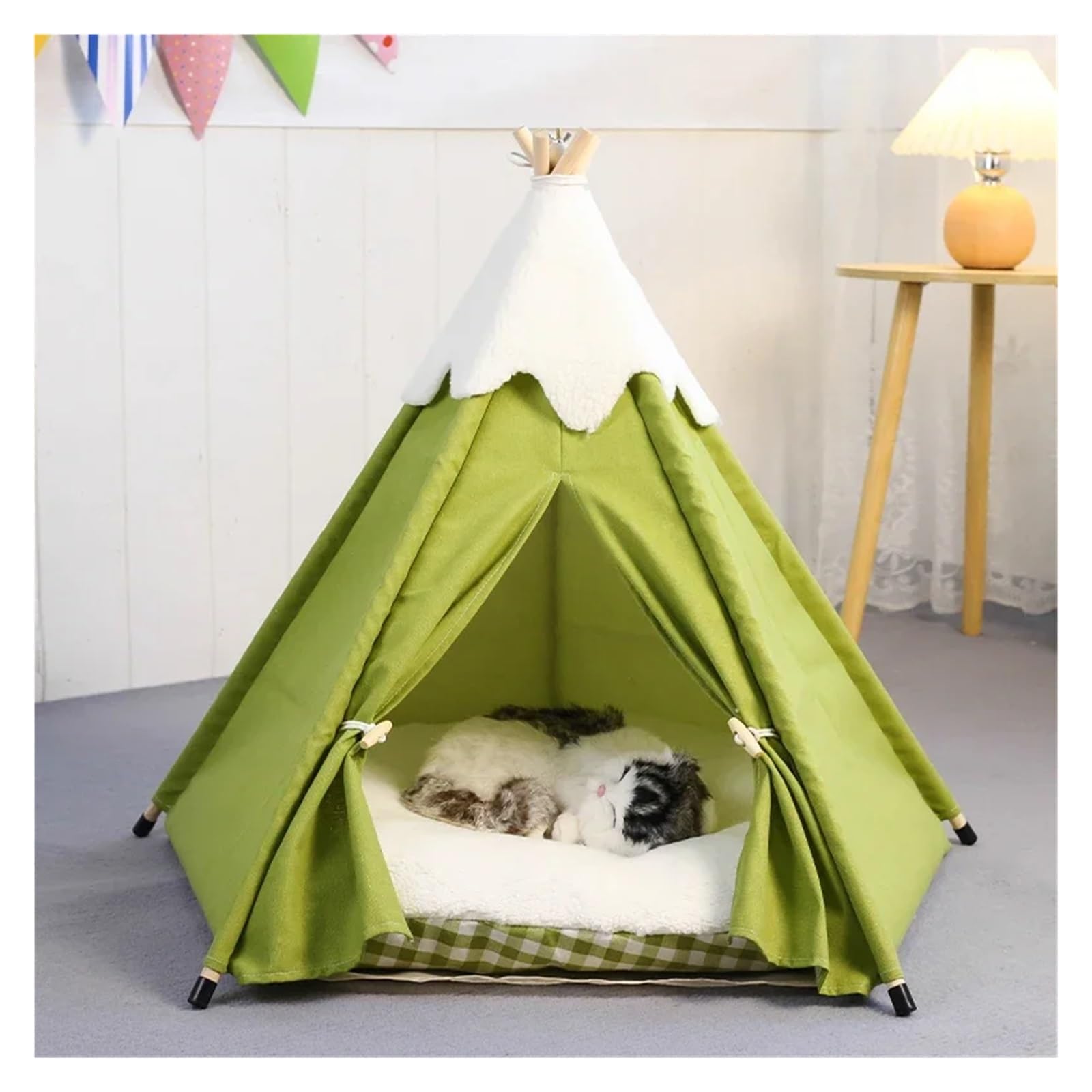 Tente pour Chien Tente for animaux de compagnie, tente tipi for chien, lit élégant, doux et confortable avec coussin en peluche épais, maisons for chats lavables, lits for chiots for chiens de petite