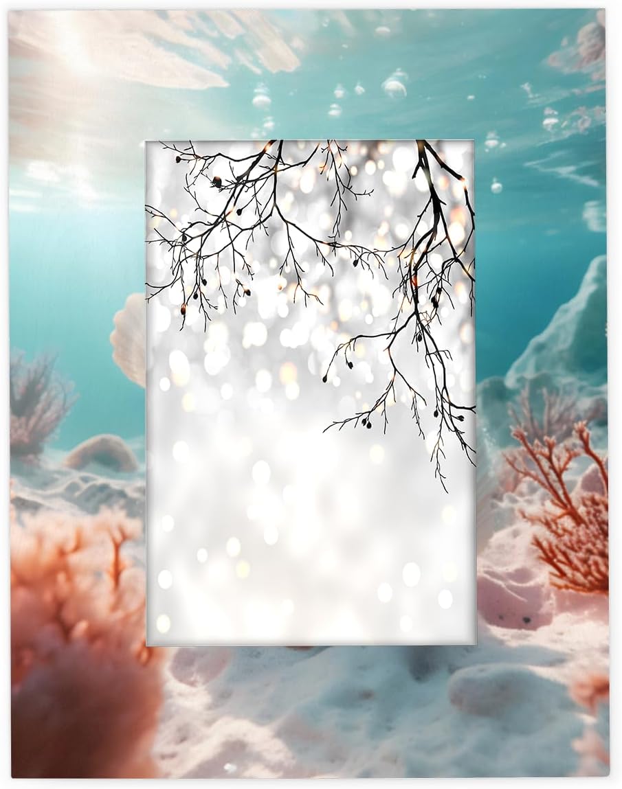 Shell Coral Sea 11x14 Picture Frame Starfish Coral Print Photo Frame 11 by 14,Horizontal & Vertical Display 8x10 or 11x14 Pictures For Desktop Wall Collage Decor