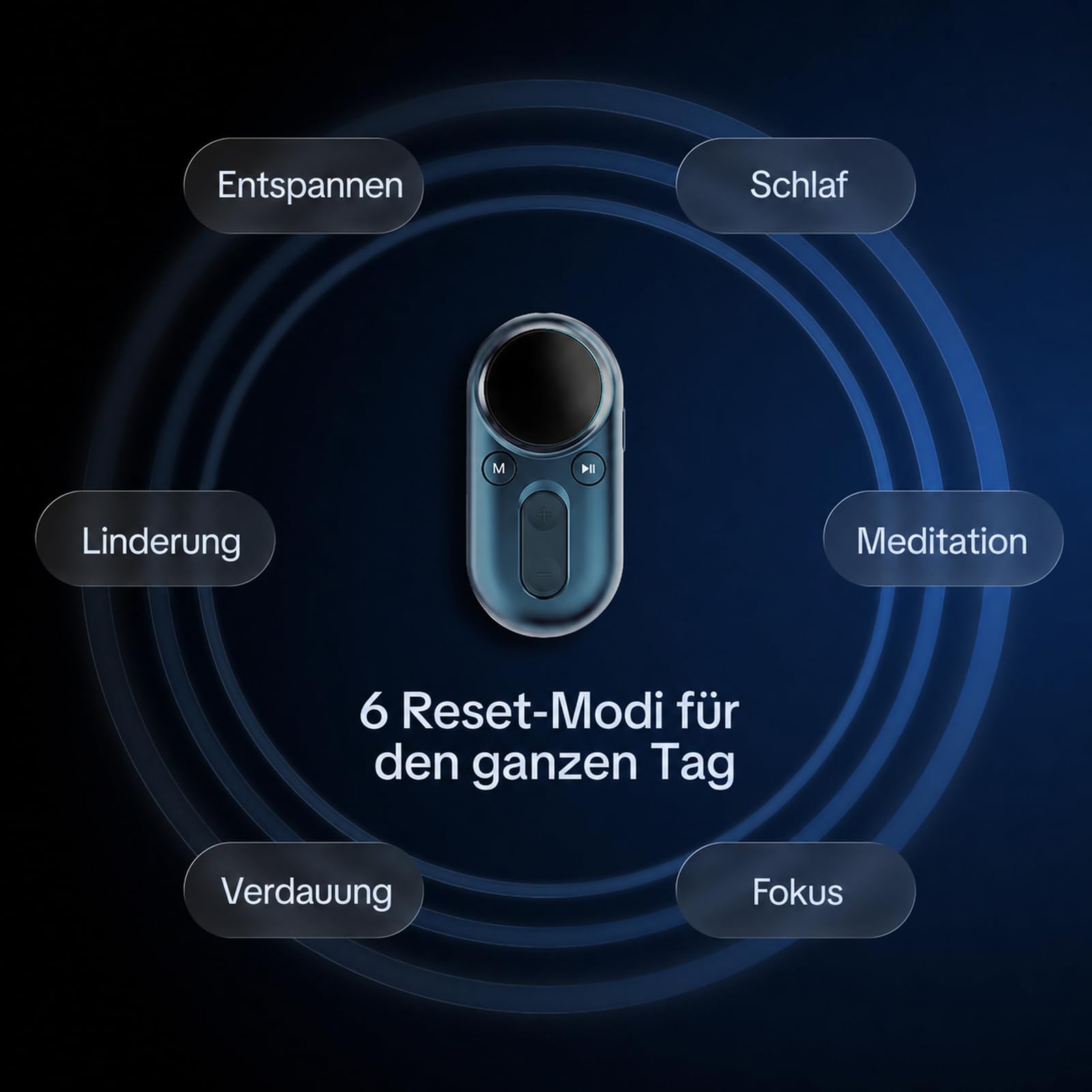 Luna Plus AI Vagusnervenstimulationsgerät, tragbares taVNS-Vibrationsgerät fürs Ohr mit App und AI Coach, 6 Modi, Unterstützung für HRV- und Schlafanalysen, tägliche 20-Minuten-Routine, Blau