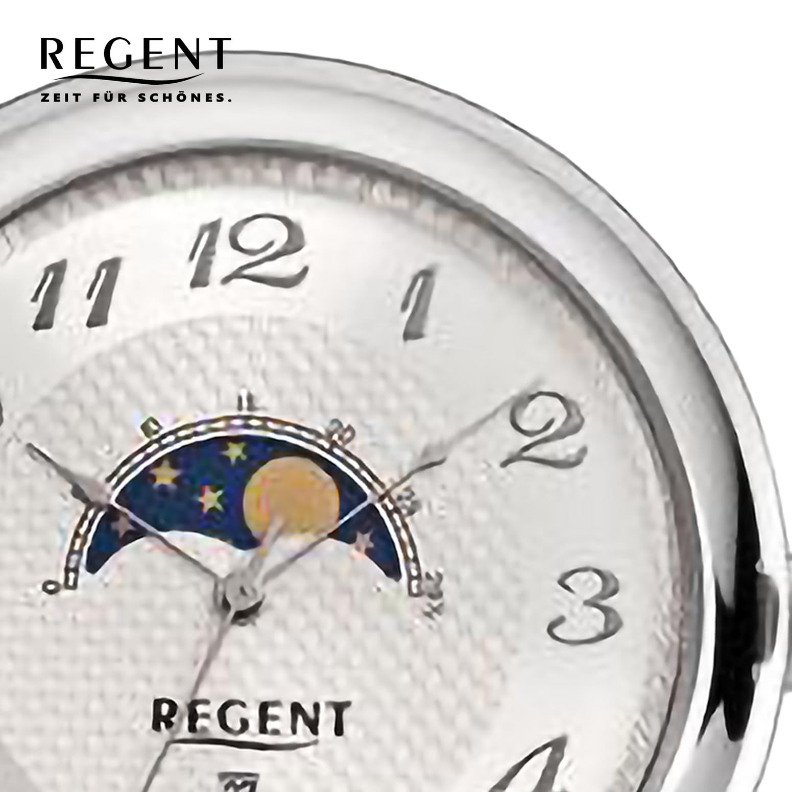 Regent Savonnette - Reloj de Bolsillo para Hombre (50 mm, Cuarzo, números arábigos, Fecha, Fase Lunar)