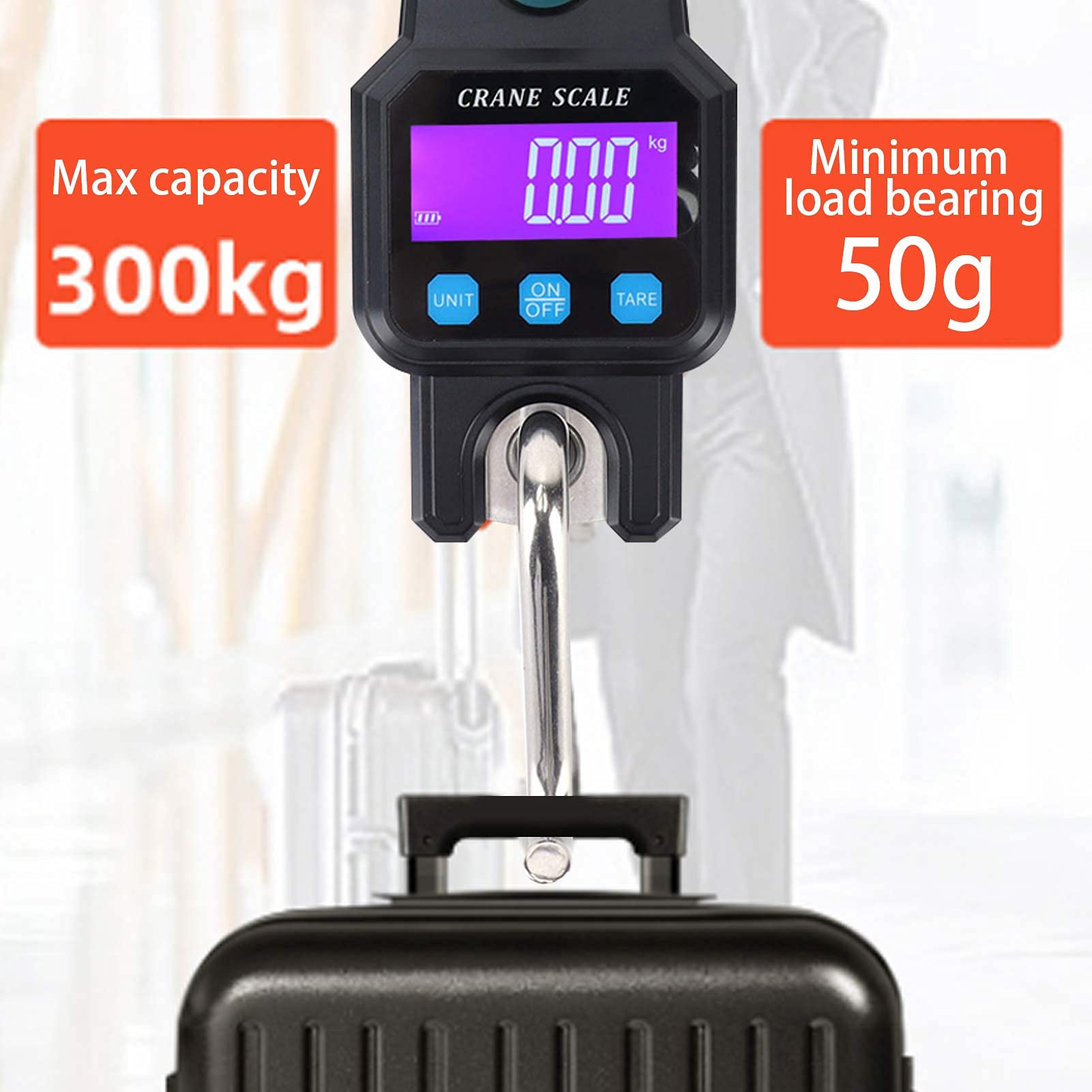 Balance Numérique Suspendue Rechargeable, Mini Balance à Grue, Balance à Crochet électronique avec Lumière Noire Douce, Large Application et Crochet de Balance (WH-C06