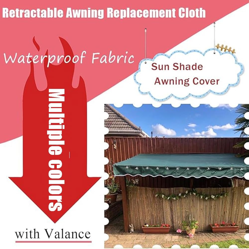 Tela di Ricambio per Tenda da Sole Retrattile 200×150 250×200 300×250 350×300 500×300cm Resistente Telo per Parasole Esterno, Senza Telaio(Gray,8.2x6.5ft/250x200cm)