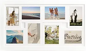 Quadro Multifotos 10x15 Painel Pop 8 Fotos Parede Moldura com Vidro Porta Retrato Para Sala Premium IMPORT&SHOP (Branco)