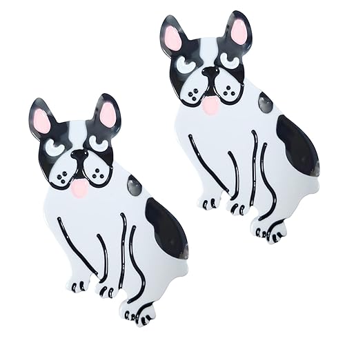 Pinzas para el cabello Bulldog francés pinzas para el cabello de acetato de celulosa pinzas pequeñas para el cabello para niña paquete de 2