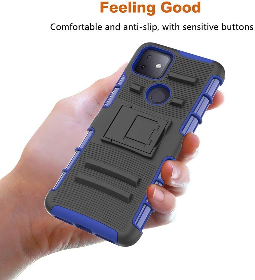 T-Mobile Revvl 4 Plus Case, Androgate [Armor Series] Hybrid Heavy Duty Combo Phone Case Cover with Kickstand for Revvl 4+ / TCL 5062W, Blue