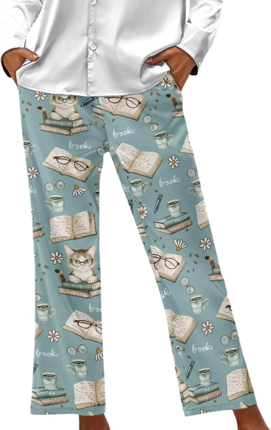 SYtrade Women's Wide-Leg Lounge Pants Novelty Casual Pajama Bottoms with Pockets