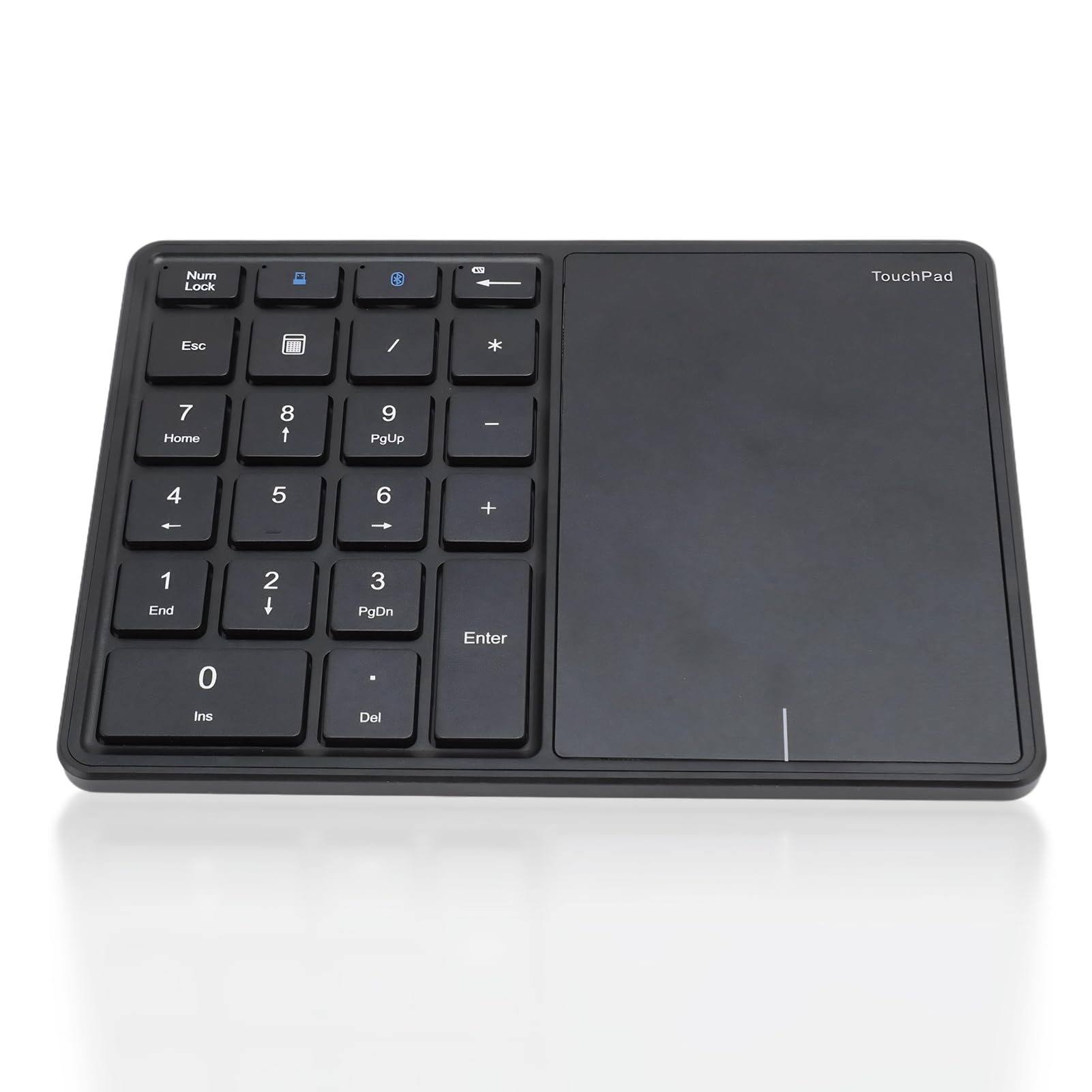 Numeric Keypad, 22 Keys 2.4G Bluetooth Number Keyboard with Touchpad for Laptop Desktop PC, Support for Win, iOS, Android, OS X Systems (Black)