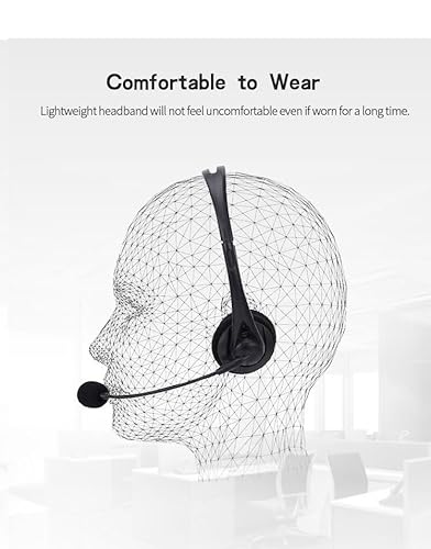USB Headset with Microphone for PC Laptop Office Headset with Mic Adjustable Noise Cancelling Headphones with In-Line Control & Mute Computer Headsets for Call Center Work Skype Chat Online Courses - Image 5