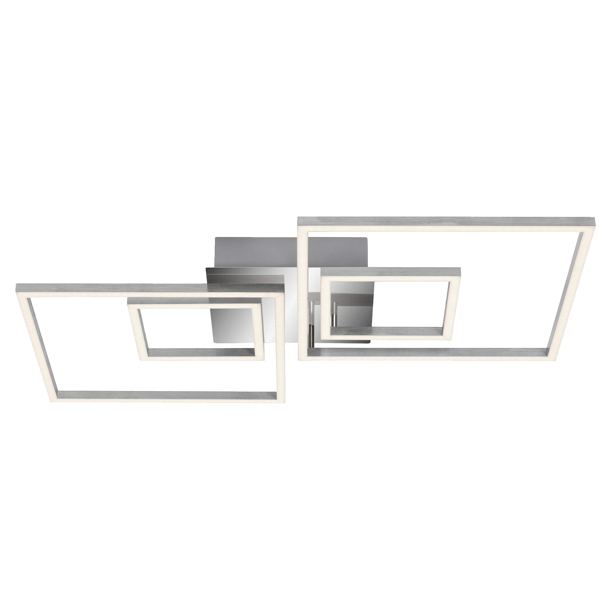 BRILONER Leuchten - LED Ceiling Light, dimmable Ceiling lamp, incl. Memory Function, 2 Rotating LED modules, 43.8 watts, 3,600 lumens, 3,000 Kelvin, Chrome-Aluminium, 656x520x96mm (LxWxH)