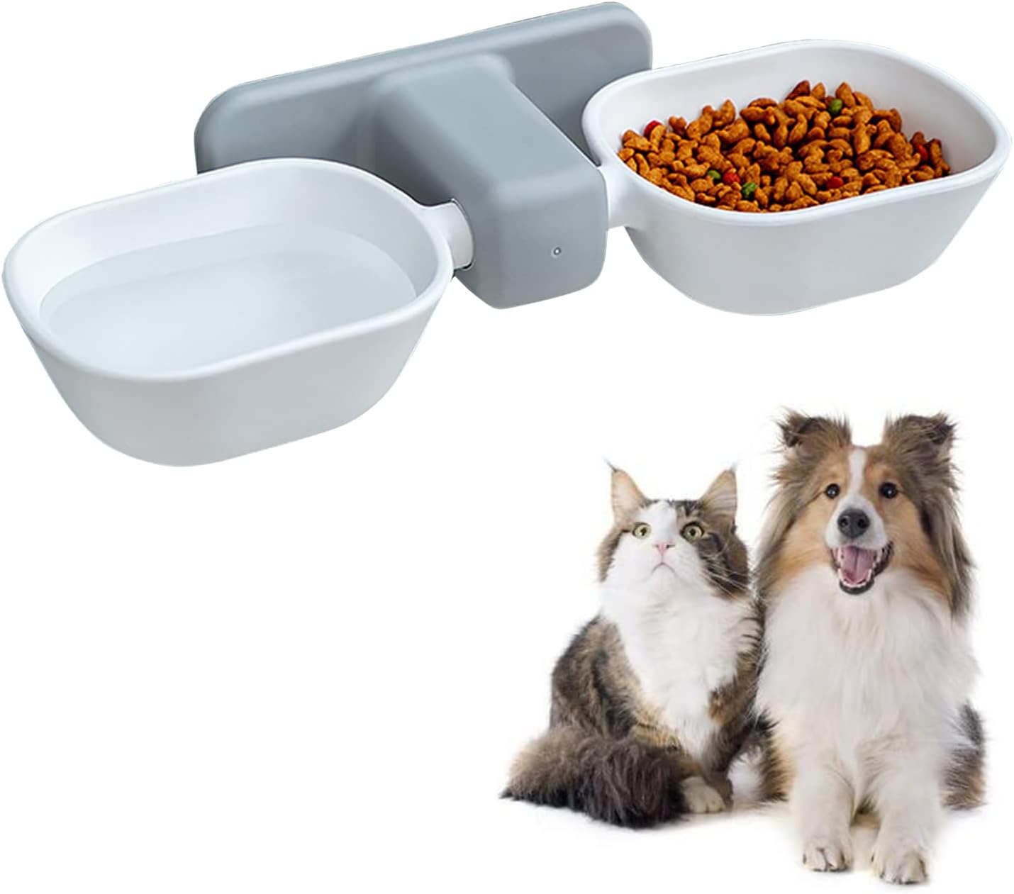 Petvins Cat Food and Water Bowls, Elevated Pet Feeder for Wall, Dog Raised Bowls for Kitten Puppy