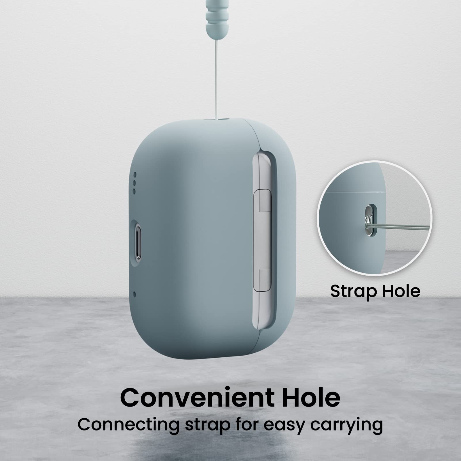 Cover In Silicone Per AirPods Pro 2 | Custodia Protettiva Con LED Visibile E Cordino | Blu Navy - Foto 14