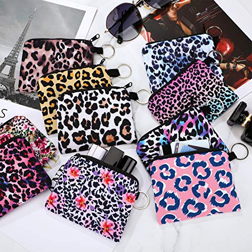 Boao 10 Pieces Small Coin Purse For Women Bulk Boho Change Purse Mini Pouches Wallet Coin Bag With Zipper For Women Girls (Leopard Print, 4.52 X 3.74 Inch) #TOP6