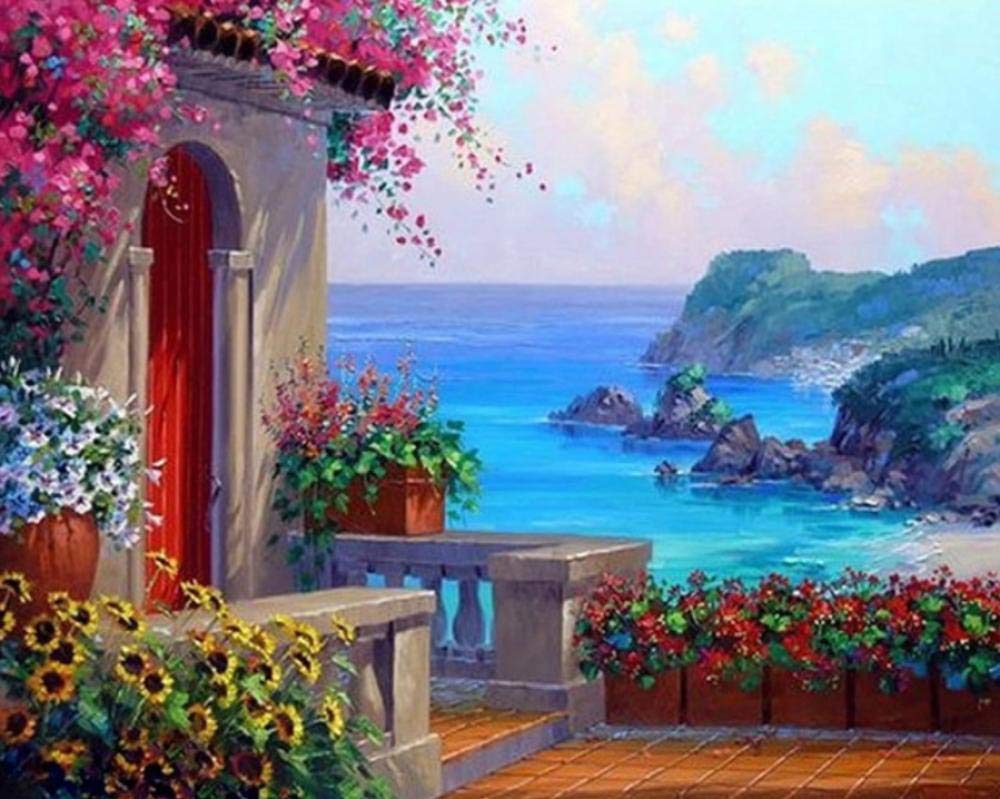 Peinture par numéros paysage océan pour offrir un cadeau unique fait main