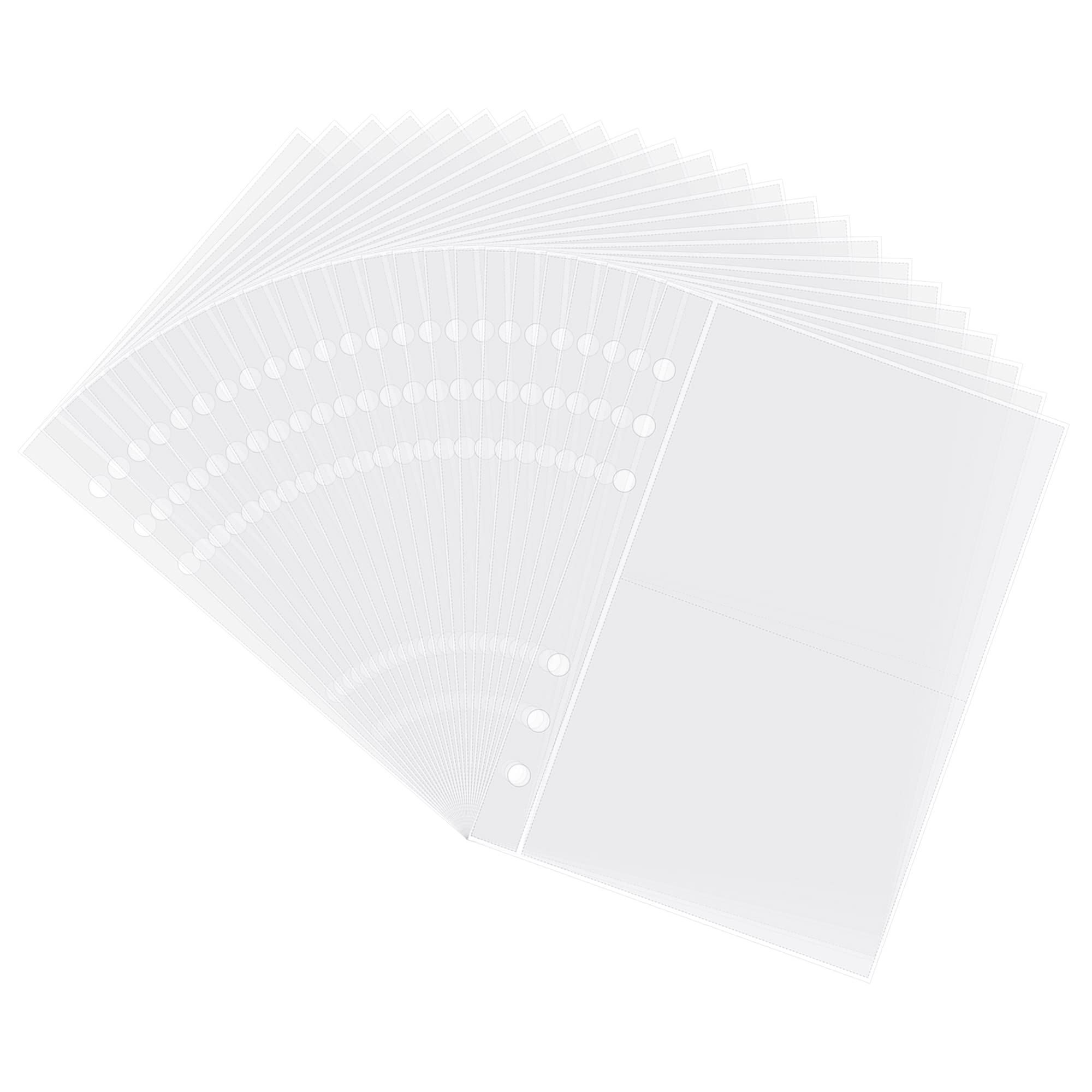 Clear Double-Sided Refill Inner Pages for Transparent Jewelry Storage Book 6 Ring Binder, 24 Sheets 96 Pockets