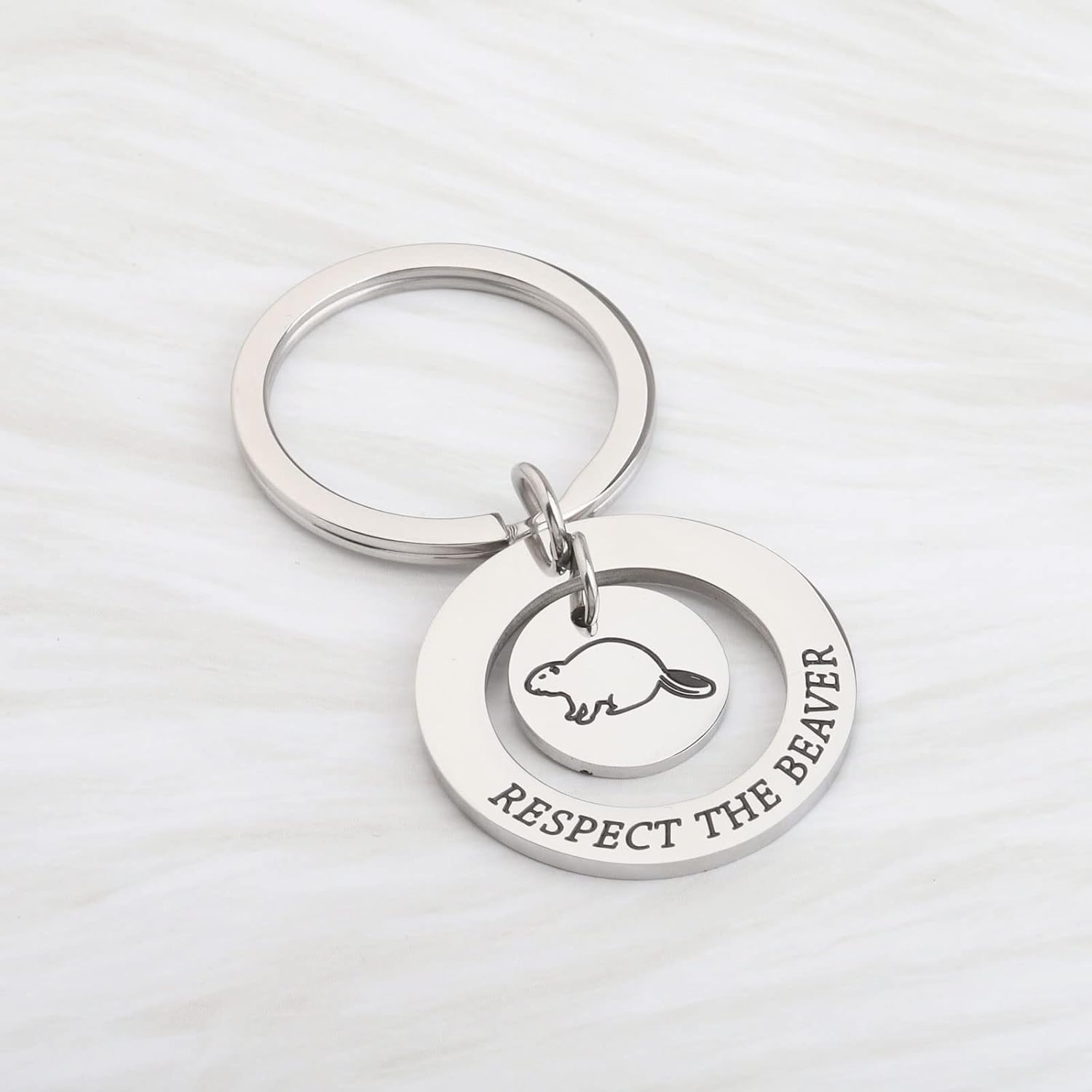 OKEYCH Beavers Lover Gift Respect The Beaver Keychain Beaver Jewelry Beaver Fan Gift Animal Lover Gift