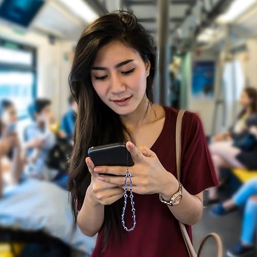 Miniatura 5 de FONDOTIN Cadena de teléfono móvil con cuentas cordón para teléfono con cuentas lindo teléfono encanto pulseras perlas llavero brillante