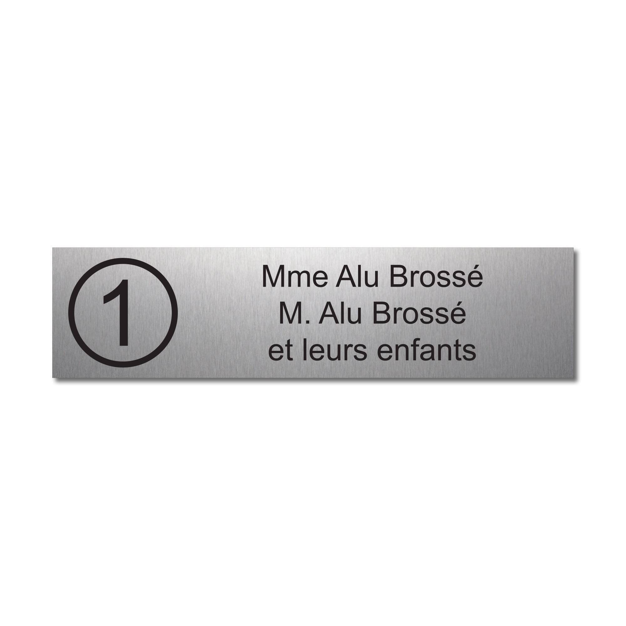 Engraved Name and Number Plate Self Adhesive 10 x 2.5 cm 1 to 3 Lines Brushed Aluminium