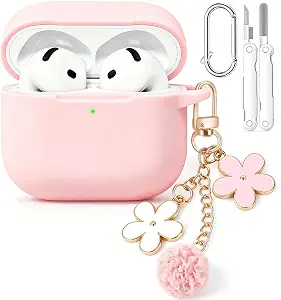 for AirPods 4 Case Cover 2024, Soft Silicone Protector-Pink