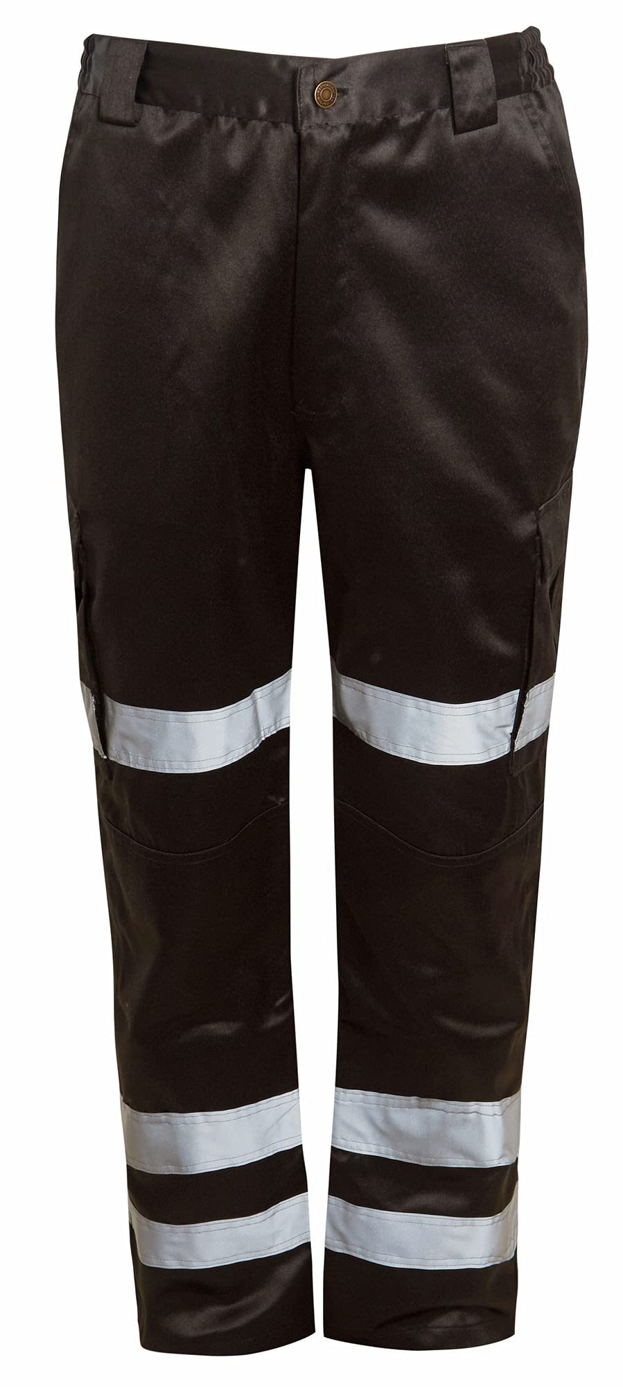 shelikes Mens Hi Vis Viz Trouser High Visibility Combat Bottoms Safety Cargo Pants Workwear Joggers Black