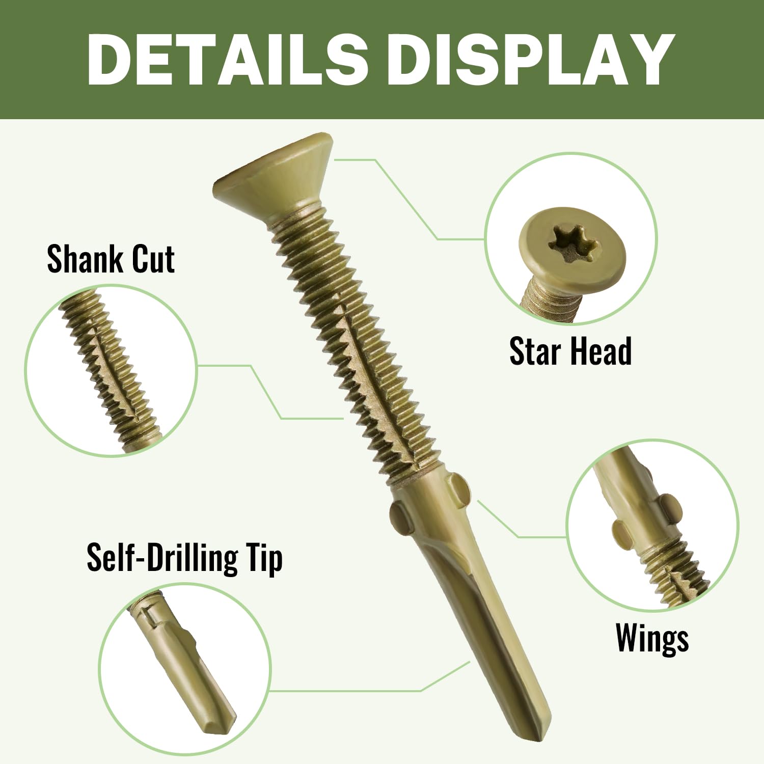 LIONMAX Wood To Metal Self Tapping Screws, 400PCS, 12 X 2 Self Drilling Screw