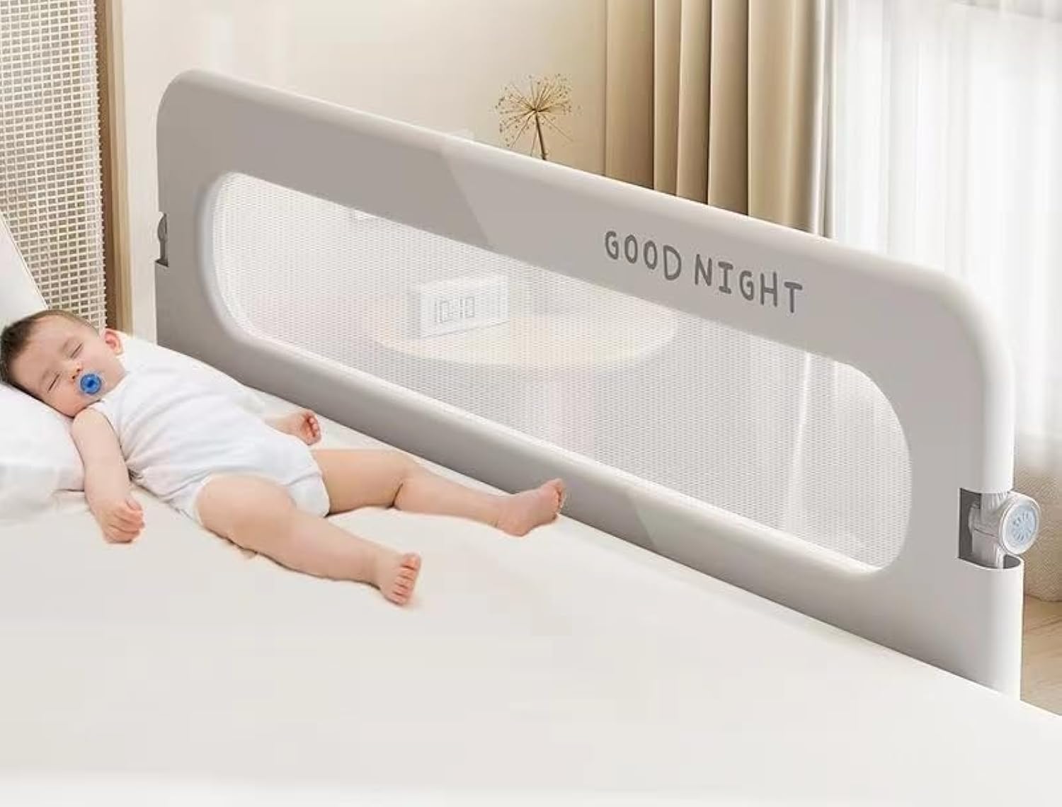 Infant Bed Rail Guard For Kids/Toddler/Fits Single/King/Queen Size Beds，Child Protection Guardrail, Baby Safety Bed Rail, Baby Fall Prevention Bedside Baffle Folding (L-shaped, 1.8m)