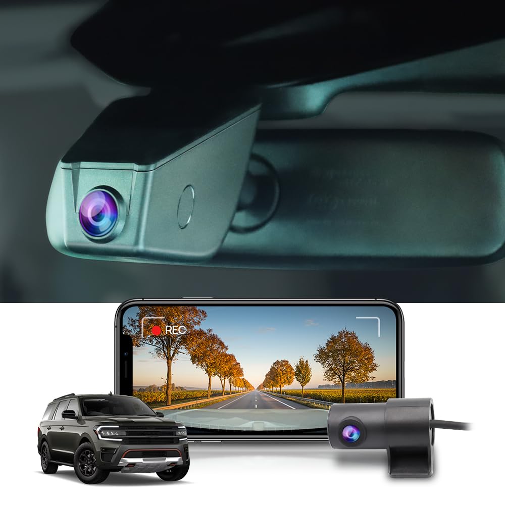 Fitcamx Front 4K+Rear 1080P Dash Cam Adapts for Ford Expedition 2018-2024 XL XLT Limited Platinum King Ranch Max, OEM Look, Built-in WiFi & APP, Dual