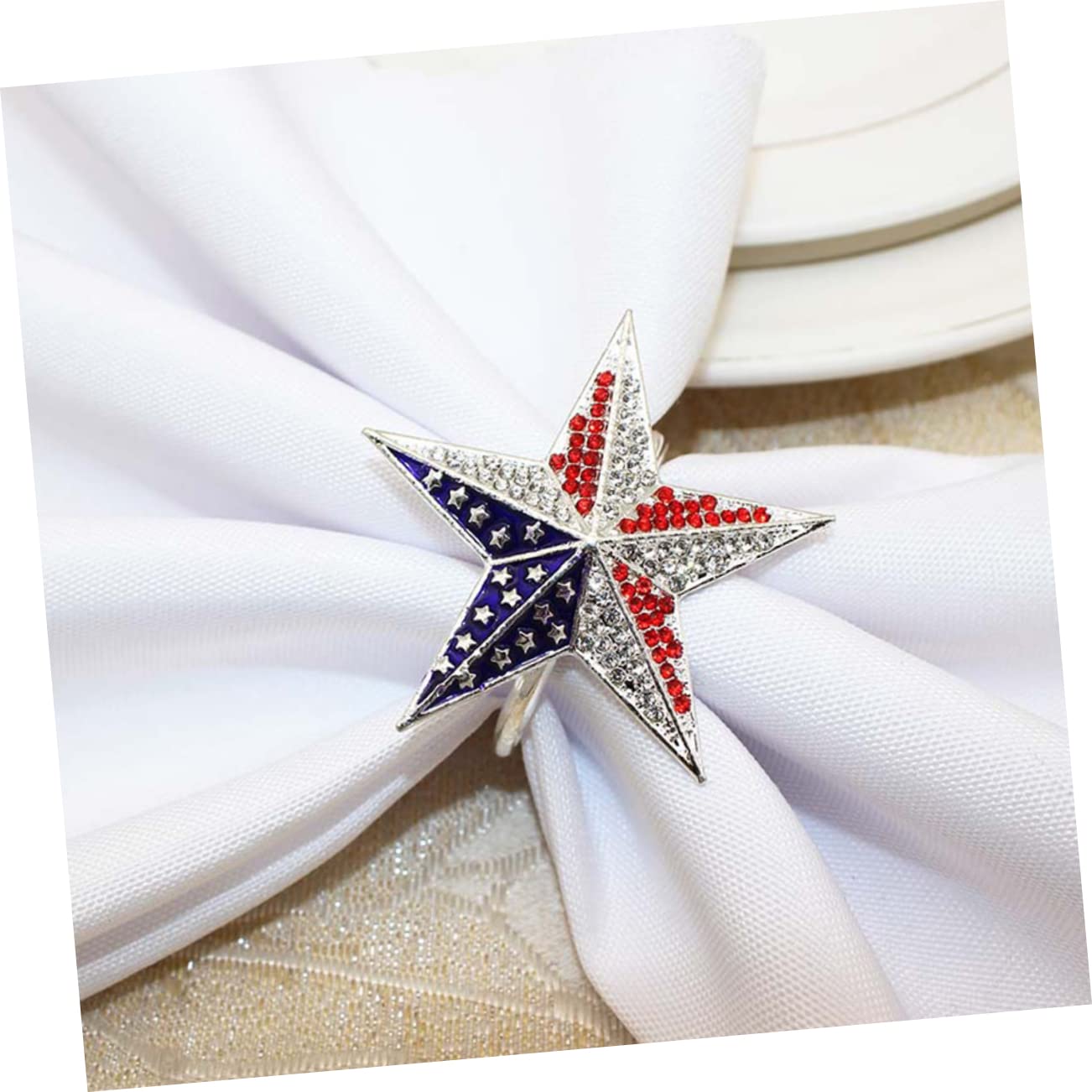 TOPBATHY 18stücke Teiliges Dekorative Fünf- -Stern Napkin Buckles Für Unabhängigkeitstag Design Langlebig Hochwertigem Legierungsmaterial Für Festliche Anlässe