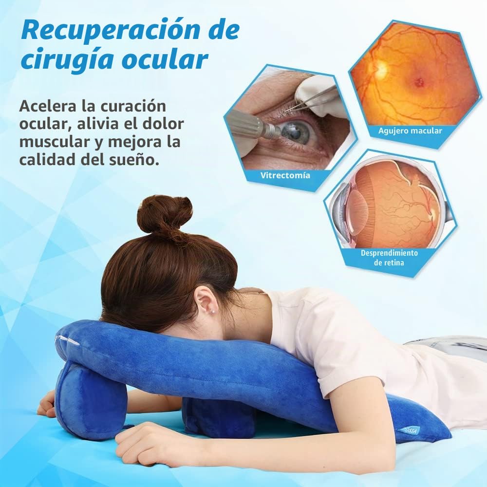Almohada para Dormir Boca Abajo con Agujero Facial para Cirugía de Ojos, Posicionamiento Cabeza, Masaje y Bronceado