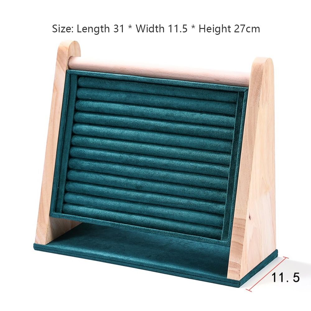 Schmuckständer Schmuckständer aus Holz mit Samtschicht schmuckaufbewahrung | Mehrere Farben verfügbar(Green)