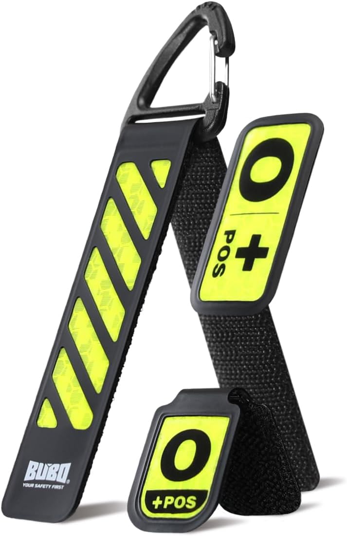BANSA MY REFLECTIVE SURVIVAL PACK (Key Ring/D Ring/Blood type Sticker) Green 1PCS-High Visibility Gear for Night Walking,Running,Bike,Motorcycle,Camping,Walking&cycling | White,Yellow,Green,Orange,Red