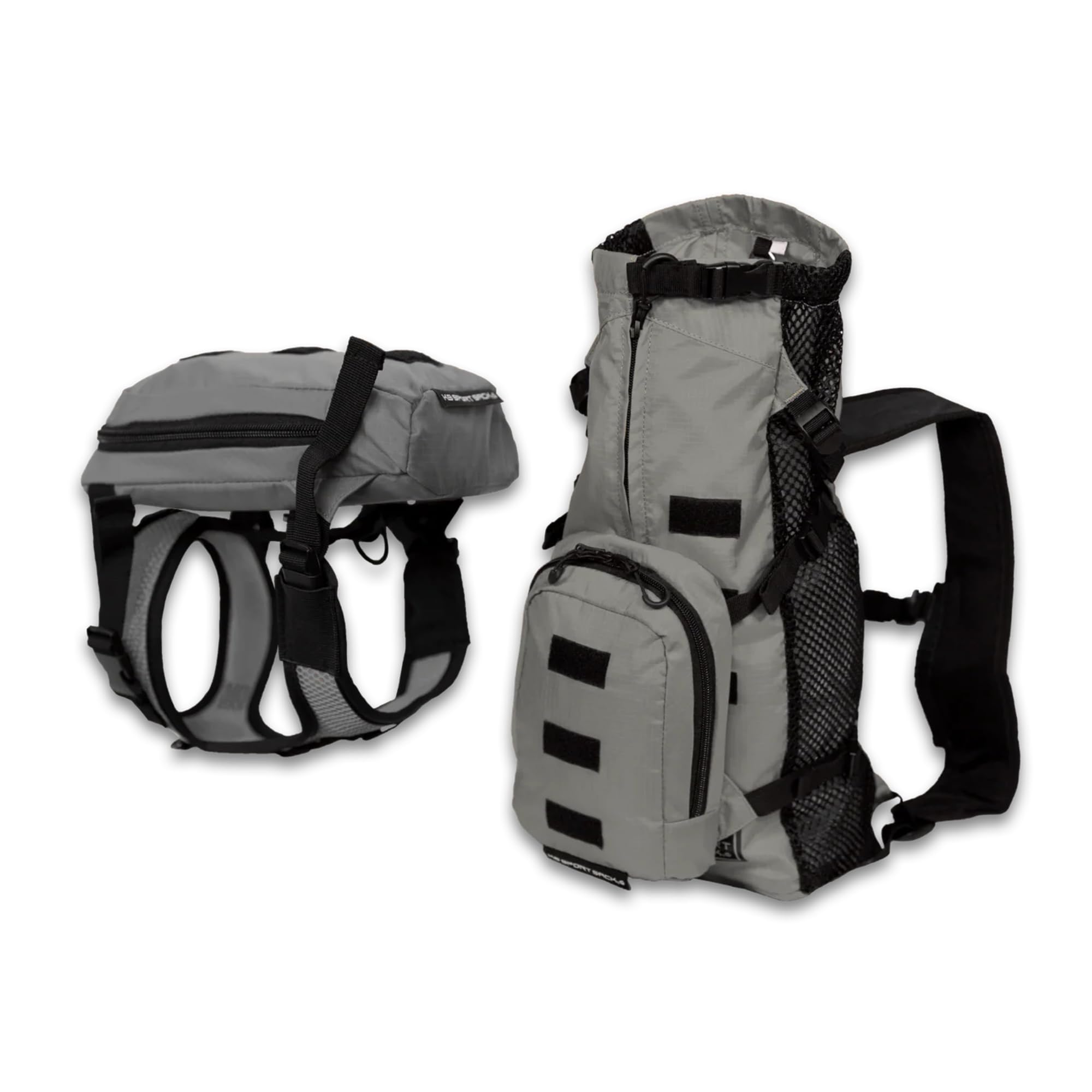 K9 Sport Sack Walk-On - Medium, Shark Skin Gray - Ideal for Dogs with 17-19” Back Length - Lightweight, Packable, Backpack-Style Carrier - Includes Compatible Harness & Storage Bag