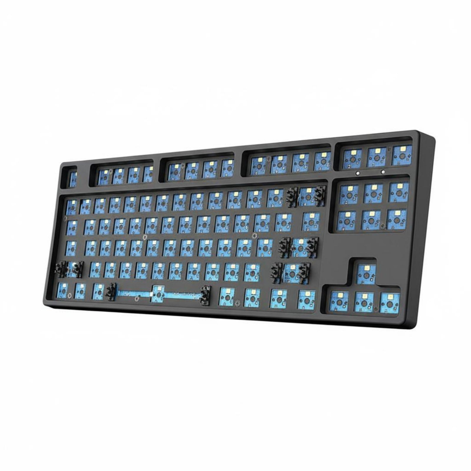 Qianly Kit Tastiera Meccanica Telaio Base Retroilluminazione RGB Base Tastiera TKL 87 Tasti Batteria Ricaricabile Integrata Periferica Computer per Scrivania, Black
