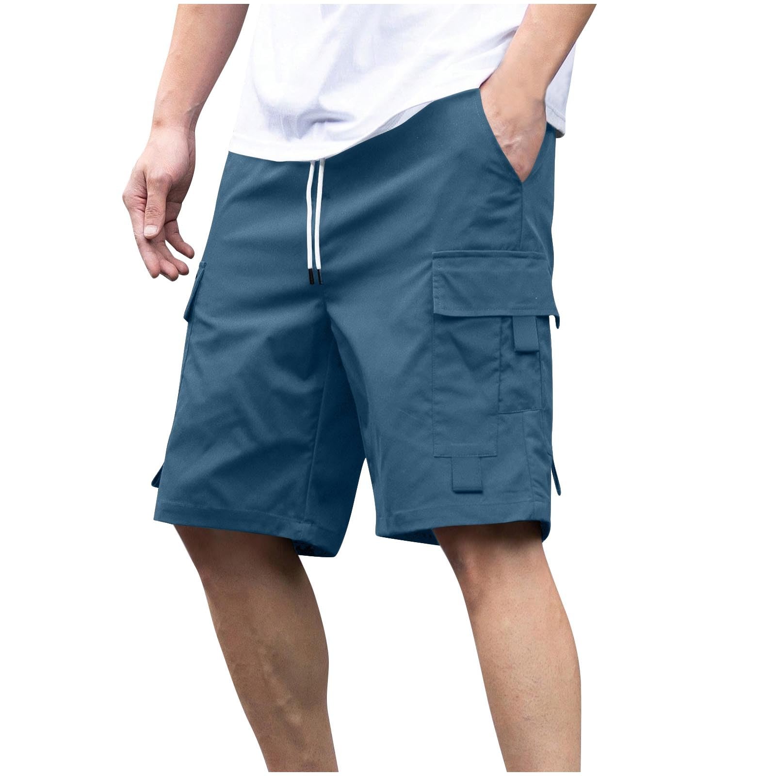 Men's Cargo Shorts Casual Lightweight Quick Dry Outdoor Hiking Short Drawstring Loose Fit Cargo Shorts Multi-Pocket