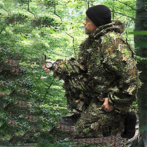 Ghillie Suit,Adult 3D Leafy Camouflage Ghillie Suit Youth Outdoor Woodland Hunting Suit Camo Outfit Ghillie Suit for Men Jungle Wild Animal Photography for Hunters, Military and Paintball - Thumbnail 2